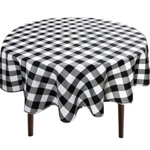 Black and White Checkered Tablecloth Size 40 Inch Round